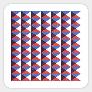 Retro Triangular Geometric Pattern - Red, Blue, White, Black Sticker
